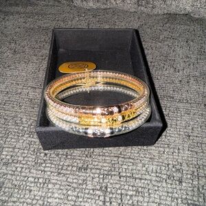 BudhaGirl 3 Queens Crystal All Weather Bangles Bracelet Size XL  New